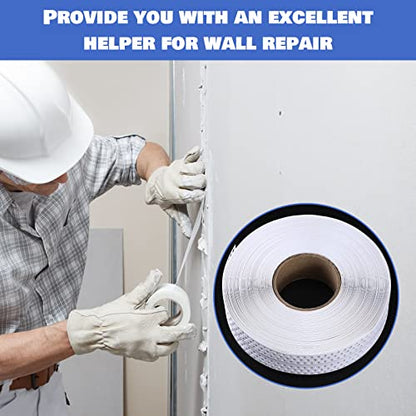 Kingdder Drywall Joint Tape 2" x 132' PVC Multipurpose Self Adhesive Joint Tape Drywall Corner Line Wall Crack Self Adhesive and Patch for Inside and Outside Corner Bead, Ceiling Wall Crack Filling