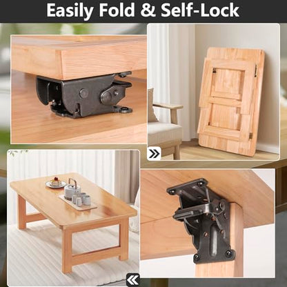 2 Pack Folding Brackets, Self-Lock Hinge with Screws for Folding Table Legs, Lock Extension Support Bracket Bed Legs, Black - color: Black
