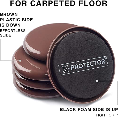 Furniture Sliders for Carpet X-PROTECTOR - 16 PCS Best Heavy Moving Pads 3 1/2" - Sliders for Furniture. Move Your Furniture Easy with Reusable Furniture Movers Sliders for Carpets! - size: 16 PCS 3.5", For Carpet