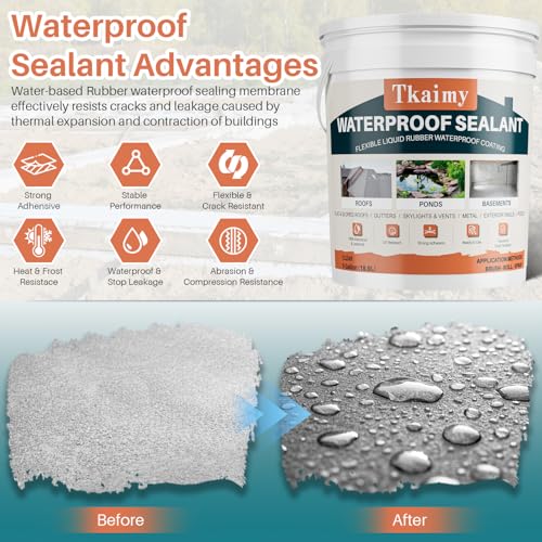 Tkaimy Transparent Waterproof Coating Agent, 5 Gallon, Invisible Waterproof Sealant Leak Repair, Indoor & Outdoor Roof, Shower, Wall, Kitchen, Skylight, Clear Water Proof Sealant - style: 640 OZ