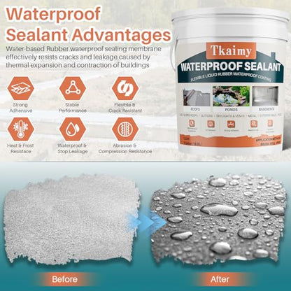 Tkaimy Transparent Waterproof Coating Agent, 5 Gallon, Invisible Waterproof Sealant Leak Repair, Indoor & Outdoor Roof, Shower, Wall, Kitchen, Skylight, Clear Water Proof Sealant - style: 640 OZ