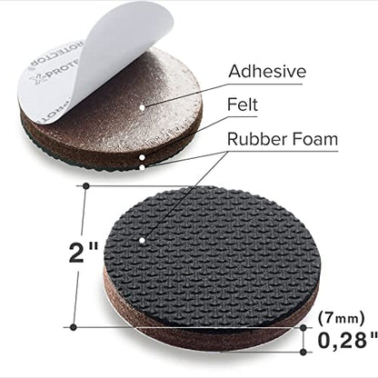 X-PROTECTOR Non Slip Furniture Pads - 8 pcs Premium Furniture Grippers 2"! Self-Adhesive Rubber Feet Furniture Feet - Ideal Non Skid Furniture Pad Floor Protectors - Keep Furniture in Place! - size: 8 Round 2"