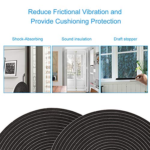 2 Rolls Foam Tape Weatheratrip for Door Window Insulation, Single Sided Foam Strips Adhesive, High Density Foam Seal Tape, Closed Cell Foam Seal Strip Tape(1/2"Wx1/4"Tx32FT, Black) - size: 1/2"W x 1/4"T x 32FT