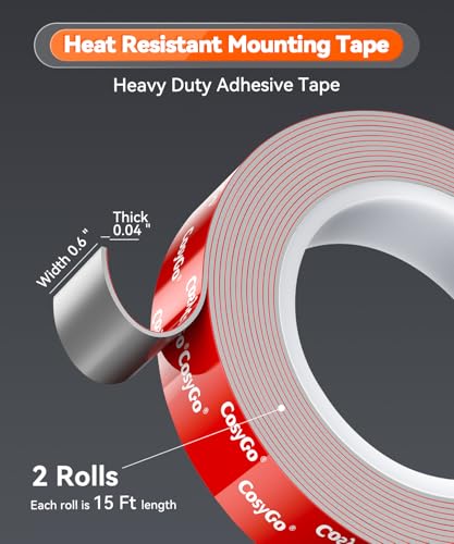 2 Rolls Double Sided Tape Heavy Duty, 15FT Outdoor Heat Resistant Automotive Waterproof Mounting Tape, 0.6In Width Super Strong Adhesion Foam Tape - size: 0.6in Width - 2 Rolls