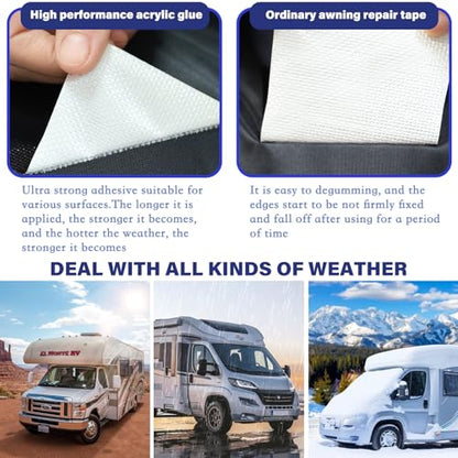 RV Awning Repair Tape - 3" x 33FT Heavy Duty Waterproof, UV Proof Tear Repair Patch Kit for Tent, Canvas, Boat Covers, Sail