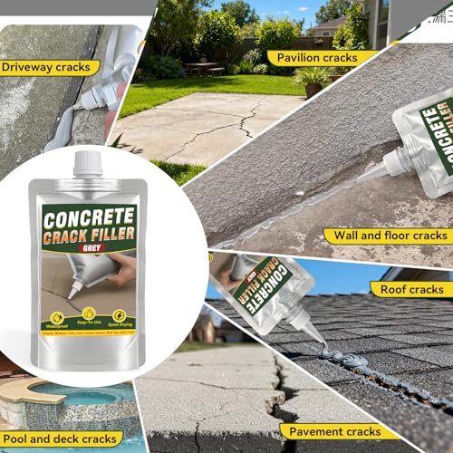Concrete Crack Filler, 200g Cement Crack Filler, High Elasticity Self Leveling Crack Sealant, Waterproof Concrete Caulk for Driveway, Walkway, Patio, Indoor and Outdoor Joint Repair