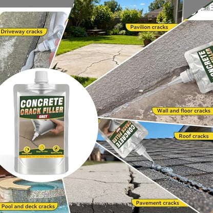 Concrete Crack Filler, 200g Cement Crack Filler, High Elasticity Self Leveling Crack Sealant, Waterproof Concrete Caulk for Driveway, Walkway, Patio, Indoor and Outdoor Joint Repair