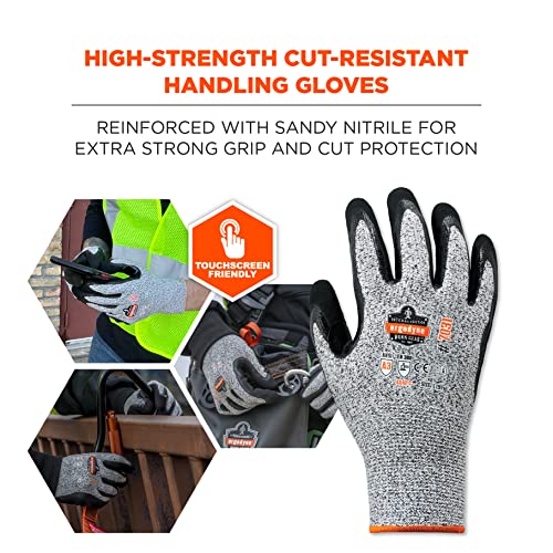 Ergodyne unisex adult Cut Resistant Work Gloves, A3, Surfaces, ANSI A3 Sandy Nitrile Coated Palms for Optimal Grip with Rough Surfaces 13g, Gray, X-Large Pack of 1 US - size: 1 Count (Pack of 1)