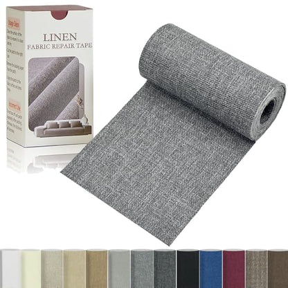 Gheeidau Linen Repair Tape 4x70 Inch Self-Adhesive Couch Patch Repair Fabric Patch for Furniture,Sofas,Cushion,Chairs,Bags,Linen Goods(Grey) - color: Grey
