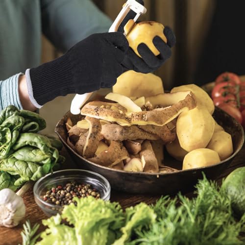 Kitchen Work Safety Protection Anti-Cutting Gloves Grade 5 Wear Resistance,Peel The Shell, Cut The Meat - color: Black 1, size: X-Large