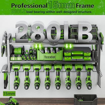 Power Tool Organizer - 3 Layer 8 Drill Holder Wall Mount, Storage Rack for Garage Organization, Large Tool Shelf, Gifts for Him Men Dad Husband Anniversary Fathers Day, Cool Gadget Stocking Stuffer - size: 3 Layer 8 Slots
