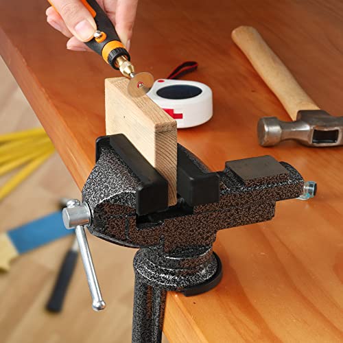 GOXAWEE Universal Bench Vise, 3.15 Inch Table Clamp, 360-Degree Swivel Base, Small Home Vice, Clamp-on Tool for Woodworking, Cutting Conduit, Small DIY Projects, Craft Creation, Sculpting and Modeling