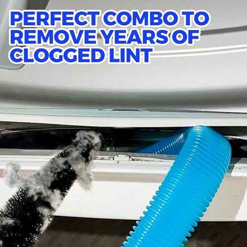 Holikme 2 Pieces Dryer Vent Cleaner Kit, Dryer Lint Vacuum Attachment and Flexible Dryer Lint Brush, Dryer Vent Vacuum Hose Attachment,Blue - color: Blue