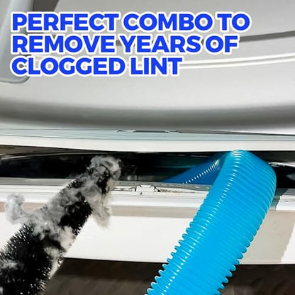 Holikme 2 Pieces Dryer Vent Cleaner Kit, Dryer Lint Vacuum Attachment and Flexible Dryer Lint Brush, Dryer Vent Vacuum Hose Attachment,Blue - color: Blue