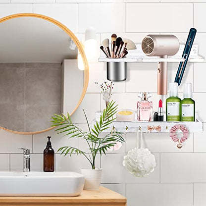 Hair Tool Organizer,Wall Mounted Hair Dryer and Styling tool Holder,Blow Dryer Holder,Organizer for Hot Tools, Curling Iron,Hair Straightener(White)