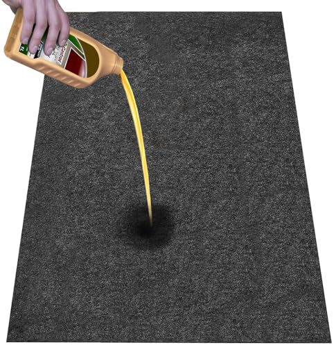 36X60 Iches Garage Mats Absorb Liquids Oil Drip Pan for Under Car Waterproof Rubber Backing Layer Oil Spill Mat Protects Floor from Spills Drips Splashes Stains Garage Floor Mat (36x60 in) - size: 3' x 5' (Rectangular)