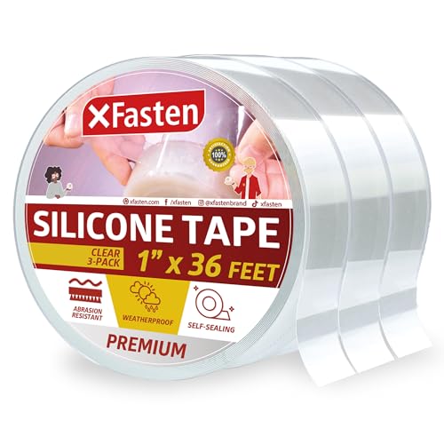 XFasten Self Fusing Silicone Tape Waterproof Clear – 1" x 36 Feet (3-Pack 108ft), Self Amalgamating Tape, Silicone Rubber for Plumbing, Sealing Pipes, Hose Repair, Outdoor Coax and Electrical Cables - color: Clear, size: 1-Inch x 36-Feet (3 Pack)