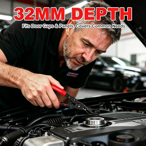EldHus Clip Pliers Trim Removal Tools - 3 Pack Car Removal Tool Set to Remove Rivets Fasteners Push Pins, Clips Puller Kit for Door Dash Dashboard Panel Body Repair Tools, Red - color: red