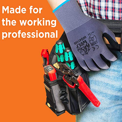 WOLF Ultra-Thin Nitrile Foam Palm Coated Glove with Tacky Dot Grip, Multi Purpose - size: Extra Large (Pack of 12), style: 13-gauge No Dots