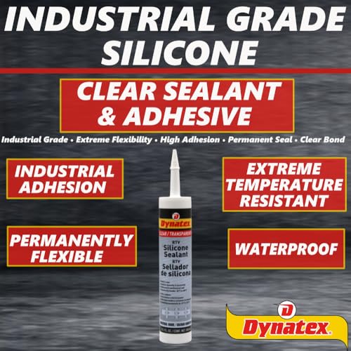 Dynatex 143381 Industrial Grade Silicone Sealant, Clear, Marine Caulk, 300ml Cartridge - Bonds, Seals, Protects - Waterproof, Weatherproof, Thermally and Electrically Insulating, Permanently Flexible