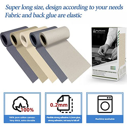 KING MOUNTAIN Canvas Iron on Patch,3"×60",Waterproof 100% Cotton Fabric Repair Patch,Used for Various Sofa,Tent,Clothes,Seats,Suitcases (Beige Coffee) - color: Beige Coffee, size: Canvas-3"x60"