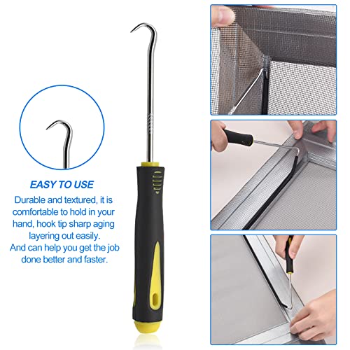 BAYTORY Upgrade Window Screen Repair Kit, Steel/Nylon Roller Tool with Bearing, Spline Removal Hook and 12Pcs Screen Clips Replacement for Installing Door Mesh Screens - style: Nylon & Stainless Steel & Screen Holder Clips & Spline Removal Hook