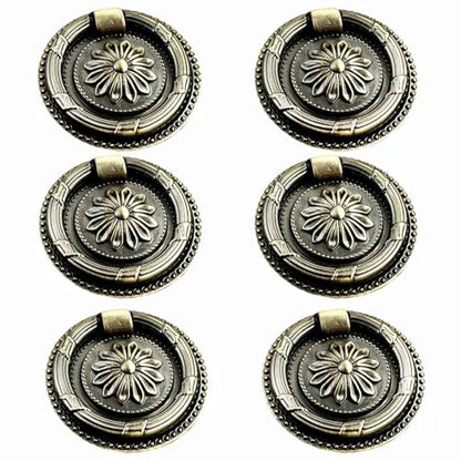 6PCS Drop Ring Handles Dresser Ring Pull Brass Oil-Rubbed Bronze Cabinet Cupboard Pulls Drawer Ring Handle Knobs (Bronze, 1.8in/46mm) - color: Bronze, size: 1.8 inches