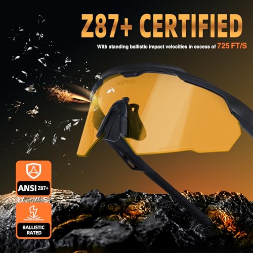 Shooting Glasses Anti Fog with High Definition Lenses, ANSI Z87+ Certified Tactical Safety Glasses for Men Women - color: A6-amber