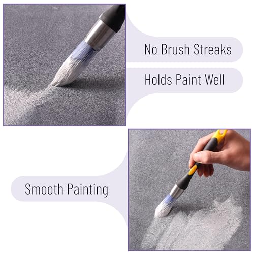 Bates- Trim Paint Brush, 3 pcs, 5/8”, 3/4” and 1”, Ergonomic Handles, Trim Brushes for Painting - color: Yellow-black