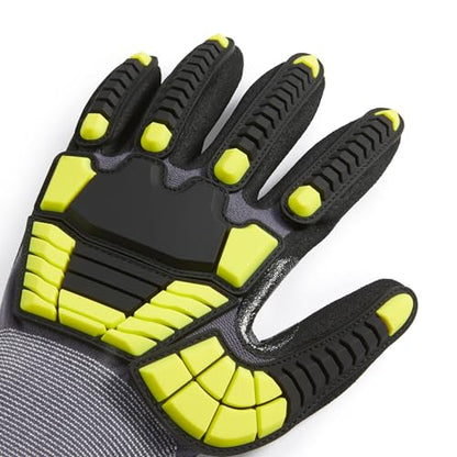 Amazon Basics Safety Work Gloves, Cut Level A1, Abrasion ANSI Level A4, Impact Protection, Touch Screen Friendly, 15G Sandy Nitrile Palm, Yellow, Size XX-Small, Pack of 120 Pairs - size: 2x-small