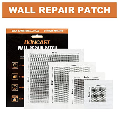 Boncart Drywall Repair Kit,Drywall Patch Repair Kit,2/4/6/8inch Self Adhesive Repair Patch,Quick Repair Drywall Large Holes - style: Wall Patch 2/4/6/8inch x2