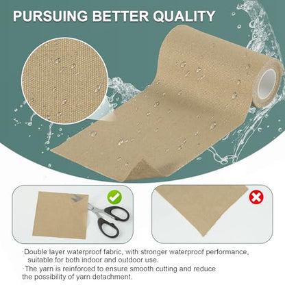 Linen Canvas Repair Tape, 4×63 Inches Beige Waterproof Self-Adhesive Patch for Outdoor Gear,Durable Fabric Tape for Boat Covers,Couch,Tents,Sofas,Sun Shades,Awnings,Lounge Chairs - color: Beige