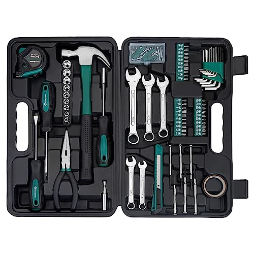 CARTMAN 148 Piece Automotive and Household Tool Set Perfect for Car Enthusiasts and DIY Home Repairs Green - color: Green