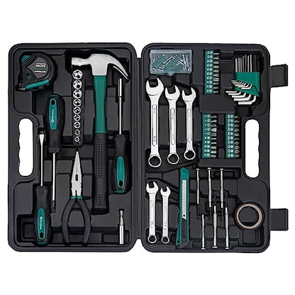 CARTMAN 148 Piece Automotive and Household Tool Set Perfect for Car Enthusiasts and DIY Home Repairs Green - color: Green