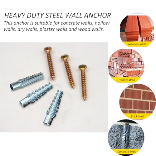 M6 Tree Shaped Steel Hollow Wall Anchor with Screws,Loose Hinge Hole Repair Kit for Concrete Wall, Metal Expansion Bolt for Drywall(200 Pcs)