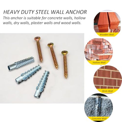 M6 Tree Shaped Steel Hollow Wall Anchor with Screws,Loose Hinge Hole Repair Kit for Concrete Wall, Metal Expansion Bolt for Drywall(200 Pcs)