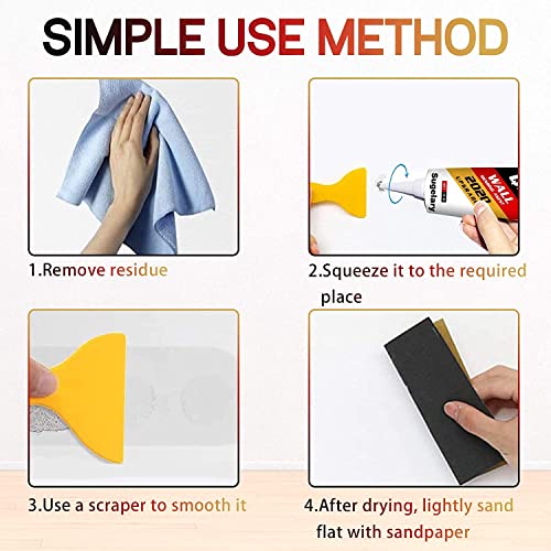 Drywall Patch Repair Kit with Scraper, Wall Spackle Repair Paste, Wall Mending Agent Quick and Easy Solution to Fill The Holes for Home Wall, Plaster Dent Repair and Wood Scratch Repair - color: White 3Pack