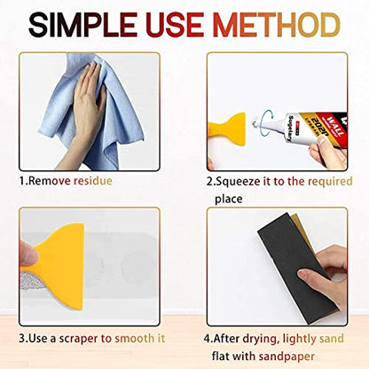 Drywall Patch Repair Kit with Scraper, Wall Spackle Repair Paste, Wall Mending Agent Quick and Easy Solution to Fill The Holes for Home Wall, Plaster Dent Repair and Wood Scratch Repair - color: White 3Pack