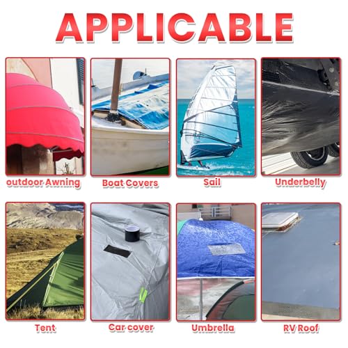 Birllaid Awning Repair Tape for Tarp, Heavy Duty Outdoor Repair Tape for Ripstop, Boat Covers, Tent, Sail Tape, Tear Repair Patch Kit, Waterproof, UVproof, Black - color: Black