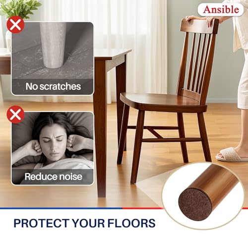 Ansible 145 PCS Felt Furniture Pads, Furniture Pads for Hardwood Floors, Chair Leg Feet Wood Floor Protectors (Brown and Beige) - size: 145 PCS Brown & Beige