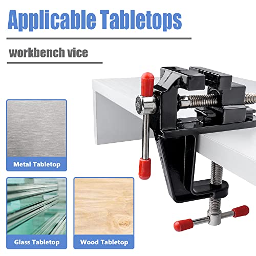 Mesee Universal Mini Table Bench Vice Small Walnut Clamps Workbench Carving Drill Press Clamping Vise for Jewelry Nuclear Watch Repairing DIY Craft Sculpture Clip On Tool - Black