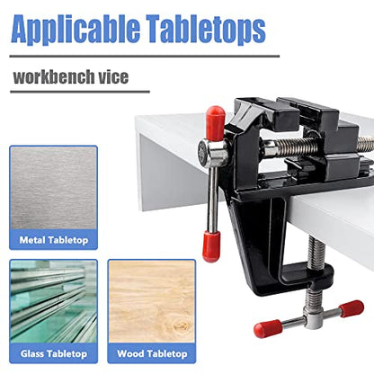 Mesee Universal Mini Table Bench Vice Small Walnut Clamps Workbench Carving Drill Press Clamping Vise for Jewelry Nuclear Watch Repairing DIY Craft Sculpture Clip On Tool - Black