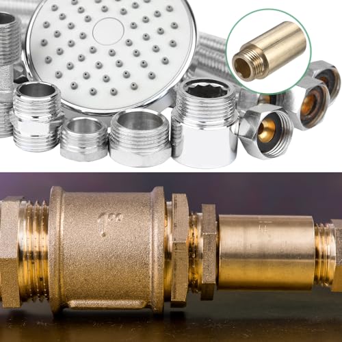 M METERXITY Shower Head Extension Arm, Brass G1/2 Male to Female Extension Pipe Fitting Adapter with PTFE Thread Seal Tape for Shower/Faucet, Pipe Plumbing Coupler 1.97"/50mm 3-Pack - size: 1.97"/50mm