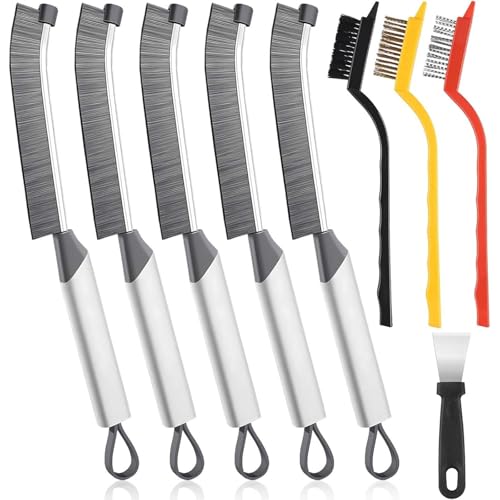 Crevice Cleaning Brush Set-9-Piece, Scratch-Free Hard Bristle Gap Scrubber with Protective Tip, Non-Shedding Detail Brushes for Window Tracks, Bathroom Grout, Blenders & Kitchen Sinks