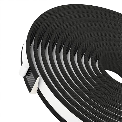 QDiShi 196" Wedge-Shape Weather Stripping Door Seal Weatherproof Foam Seals Self Adhesive Insulation Anti-Collision Strip Soundproofing Frame Insulation Tape Fits 0.13-0.31" Gaps(Black) - color: Black