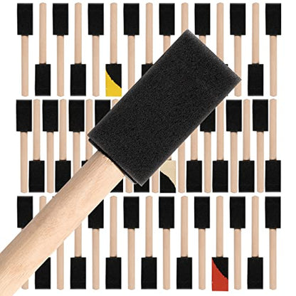Mister Rui Poly Foam Paint Brushes 50 Pack, Sponge Paint Brushes, Mini Foam Brushes 1 Inch Wood Handle for Painting and Cleaning - color: Foam Brush Set | Pack of 50
