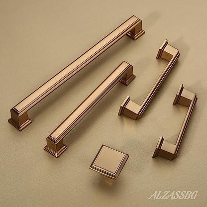Alzassbg 10 Pack Champagne Bronze Cabinet Pulls, 3-3/4 Inch(96mm) Hole Center Cabinet Handles Kitchen Pulls for Cabinets and Drawer AL3071TGP - color: Champagne Bronze, size: 3-3/4" Hole Center