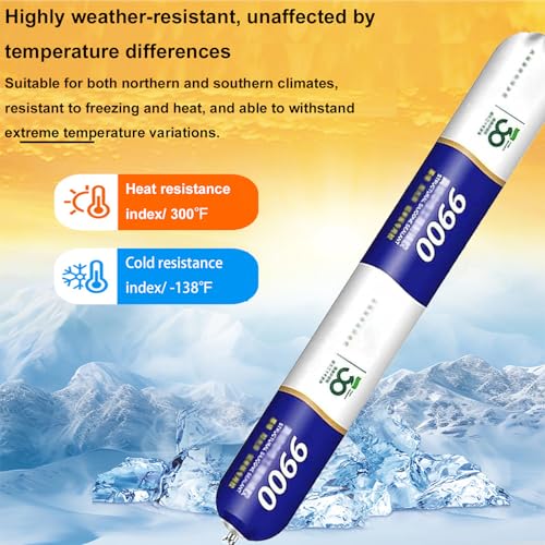 9900 Sealant Waterproof,Outdoor Silicone Sealant, Permanently Repairs Roof & Wall Cracks, Waterproof, Heat & Stretch-Resistant, Tough & Tear-Proof for Exteriors,16.9 fl oz (Transparent)