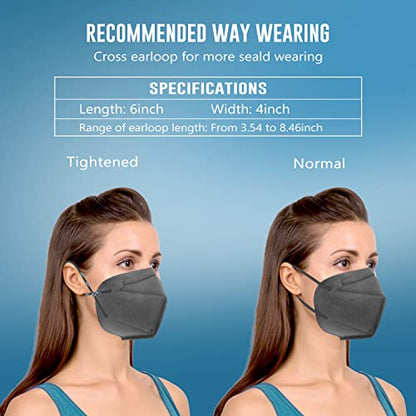 WWDOLL KN95 Face Mask 25 Pack, 5-Layers Breathable Disposable KN95 Masks - color: Gray