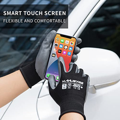 Manusage Safety Work Gloves, Premium Nylon Black Seamless Knit Glove with Nitrile Coated Smooth Grip on Palm & Fingers, Lightweight, Breathable, Machine Washable, Size XXL, 6-Pairs - color: Black, size: XX-Large, style: 6 Pairs